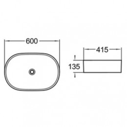 AZ-2143P SP Раковина накладная. Размер 600*415*135  глянец белая