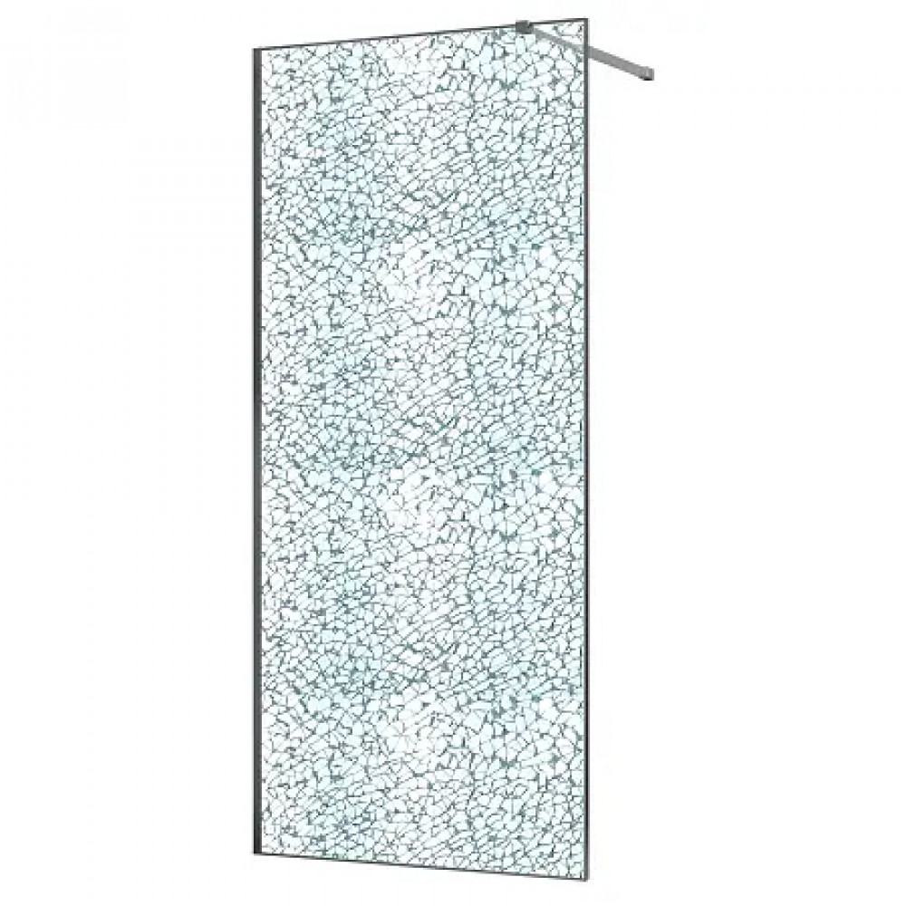 AZ-275-120-MGR-CBR Душевая перегородка Walk-in, 120x200-MGR-CBR, в рамке, Битое стекло, 4+5+4 мм, профиль матовый графит