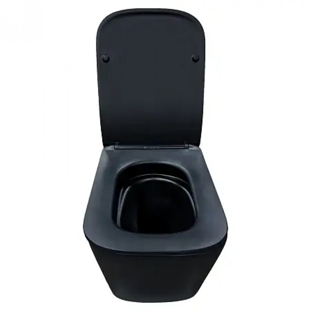 Cascad-Black унитаз подвесной, безободковый, система смыва Tornado, в комплекте сиденьем микролифт 525x345x360 мм