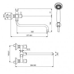 BA230AA PRACTIC Cмеситель для ванны/душа