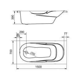 КАСАБЛАНКА M ванна акриловая прямоугольная 150х70 белая