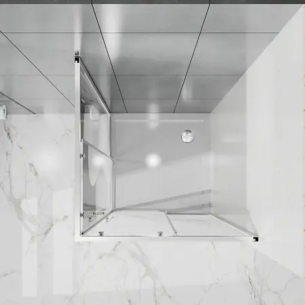 AZ-R43-90-MGR-CL Душевое ограждение SHANGHAI SQP-90х90х195-MGR-CL, прозрачное стекло 6 мм, профиль матовый графит