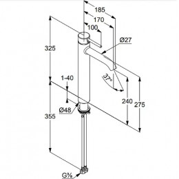 KLUDI BOZZ Смеситель для умывальника 240 мм, хром