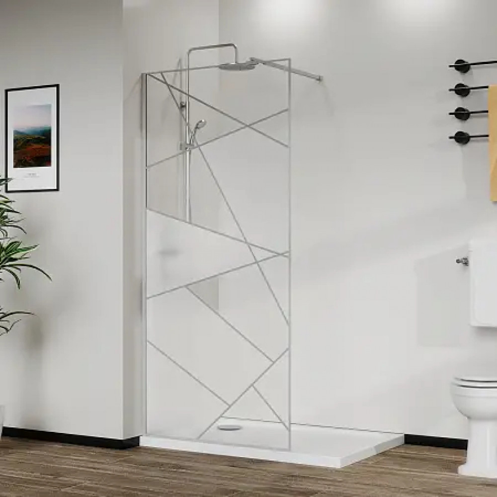 AZ-271-110-CH-CGP Душевая перегородка Walk-in, 110x195-CH-CGP, в рамке, Графический принт 8 мм, профиль хром