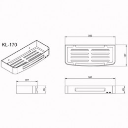 AZ-170 Полка прямоугольная одноэтажная, хром