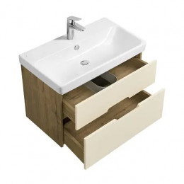 Оливия 80 Тумба Бежевый/Дуб веллингтон (БЕЗ УМЫВАЛЬНИКА "Адриана-80")