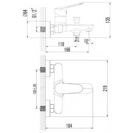 CAMPO Смеситель для ванны с ручным душем (короткий излив)
