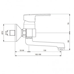 BA250AA UNO Настенный смеситель для умывальника, монтаж на стандартных эксцентриках