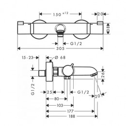 13114670 Термостат для ванны Ecostat Comfort, ВМ, ½', черный матовый