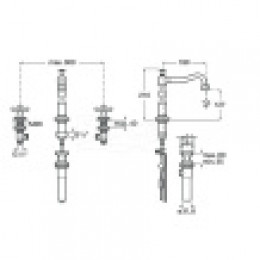 CARMEN Смеситель для раковины на 3 отверстия с донным клапаном click-clack