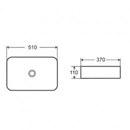 AZ-78570B Раковина накладная 510*370*110 белый глянец