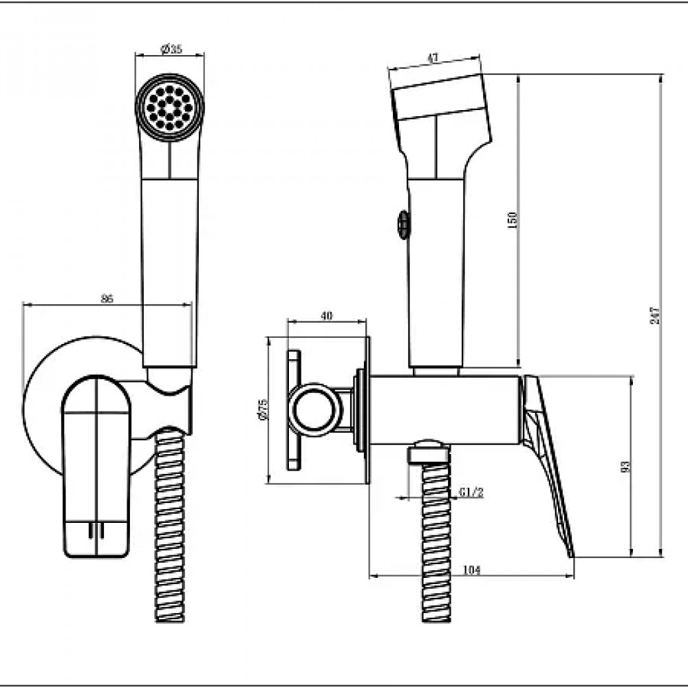 Lursy Гигиенический душ со смесителем, сатин