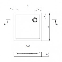 ПАЛЕРМО Поддон акриловый квадрат 90Х90 белый