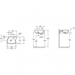 EGK112-00 NOUVELLE V Рукомойник 45x36 см с отверстием под смеситель, белый