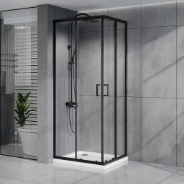 AZ-R36-90-MB-CL Душевое ограждение VIENNA SQP-90х90х195-MB-CL, прозрачное стекло 6 мм, профиль матовый черный