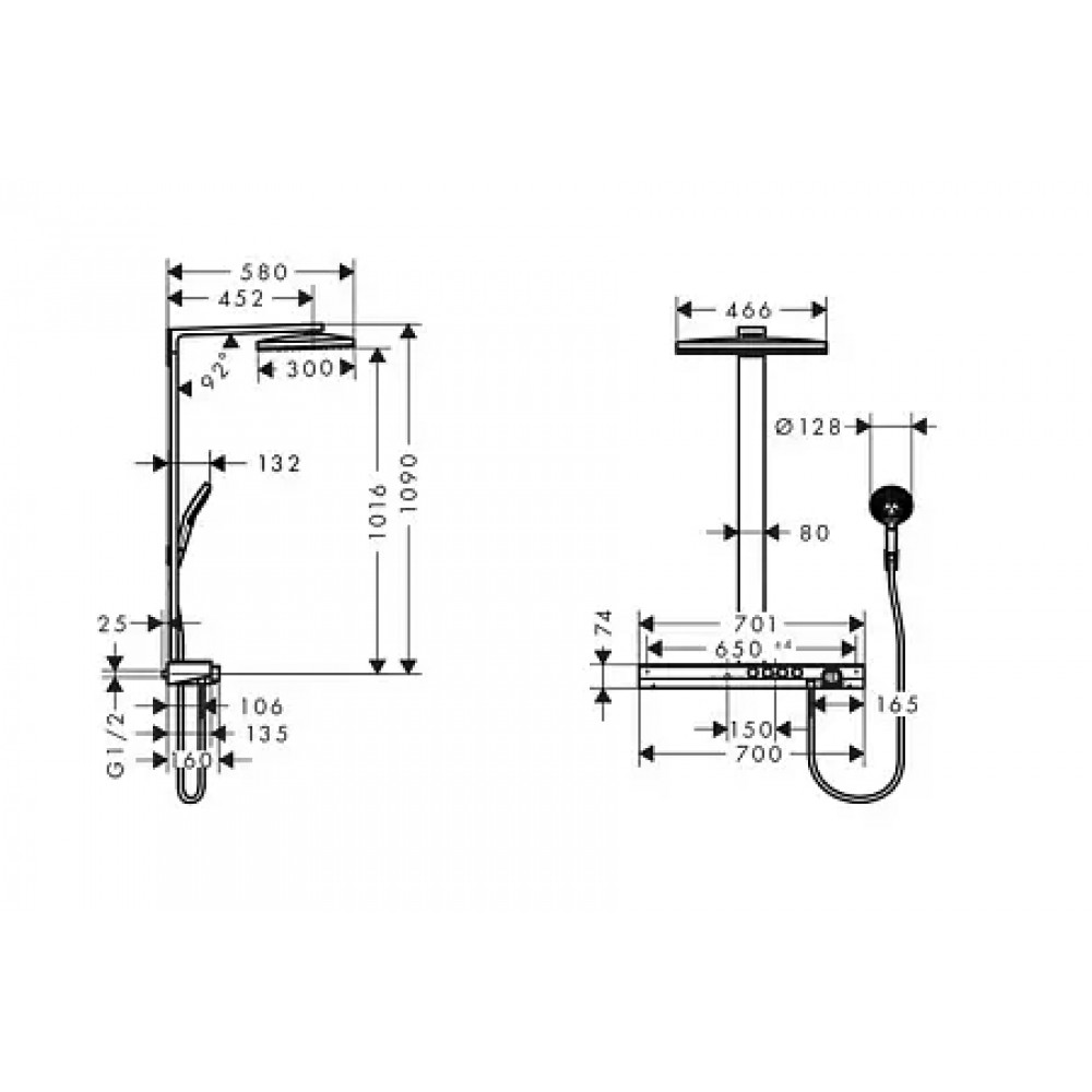 27106400 Rainmaker Select 460 3jet Showerpipe