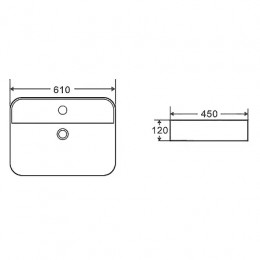 AZ-2205 Раковина накладная квадратная Размер:610*450*120 мм белый глянец