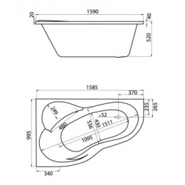 ИБИЦА XL ванна акриловая асимметричная 160х100 левосторонняя белая