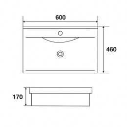 Раковина мебельная Tempo 60   Размер: 600х460х170