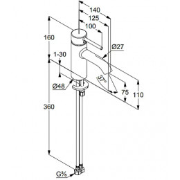 KLUDI BOZZ Смеситель для умывальника, черный матовый, арт. 382723976