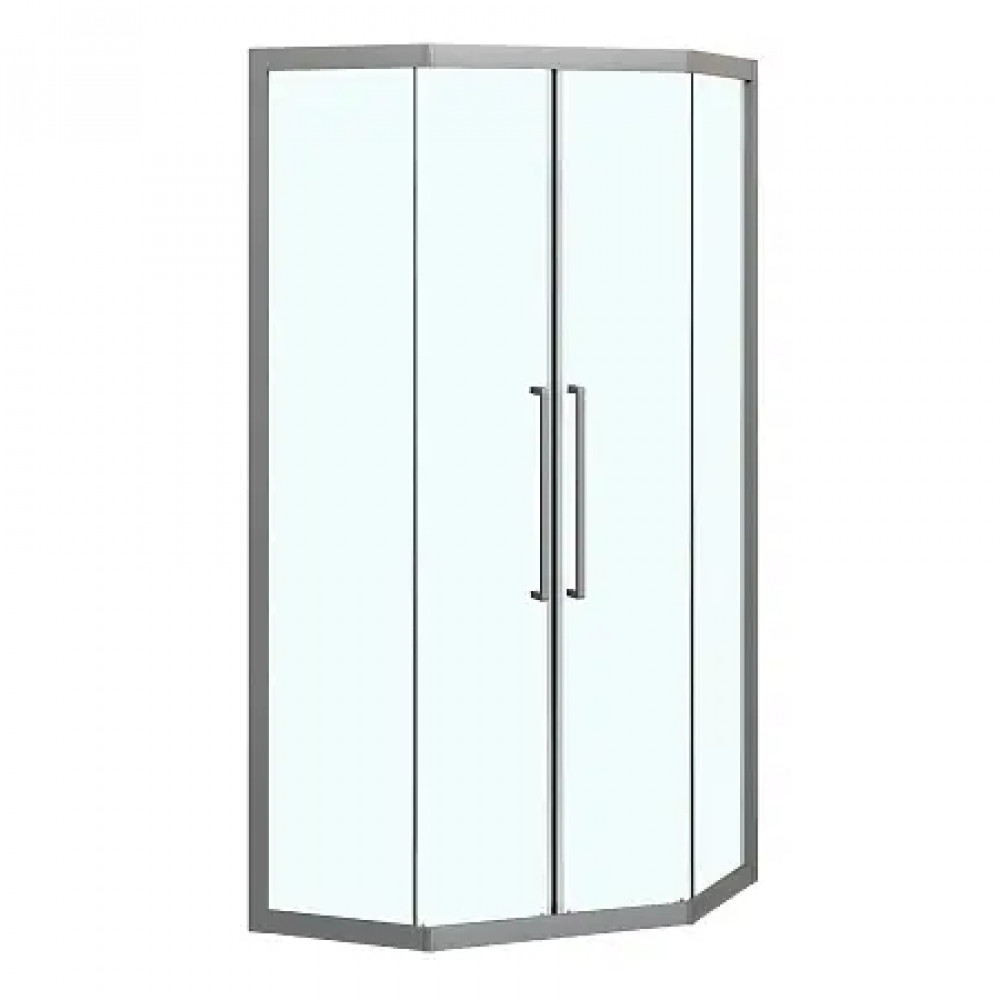 AZ-092K2-90-MGR-CL Душевое ограждение OSAKA DIA-TD-90х90х195-MGR-CL, прозрачное стекло 5 мм, профиль матовый графит, две двери сдвижные