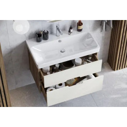 Оливия 80 Тумба Бежевый/Дуб веллингтон (БЕЗ УМЫВАЛЬНИКА "Адриана-80")