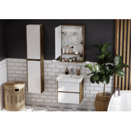 Сканди 55 зеркало-шкаф Белый/Дуб Рустикальный