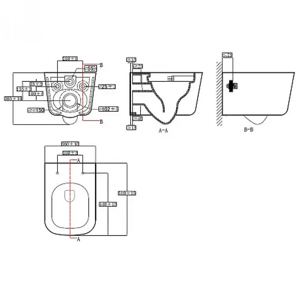 Vesper Унитаз подвесной с функцией торнадо, с сиденьем микролифт, дюропласт. 510*360*365mm (1 место)