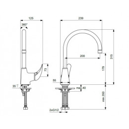BA365AA ORION Смеситель для кухонной мойки