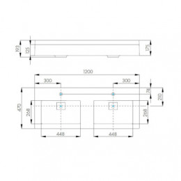 Сакура 1200 Раковина  две чаши белая