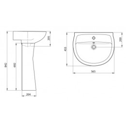 Умывальник Версия 565 * 455 бел. (пьед. Соната)