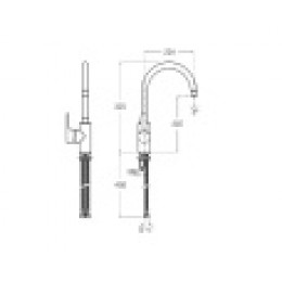 L20 смеситель для кухни, высокий излив 207 мм