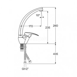 Смеситель Мавис для кухни, высокий излив, хром