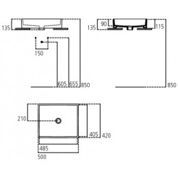 K077601 STRADA Настольный умывальник-чаша 50х42 см