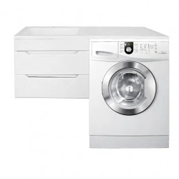 Комплект тумба Палермо 120/2 подвесная под с/машинку (60) с раковиной Изабелла 120 левая белая