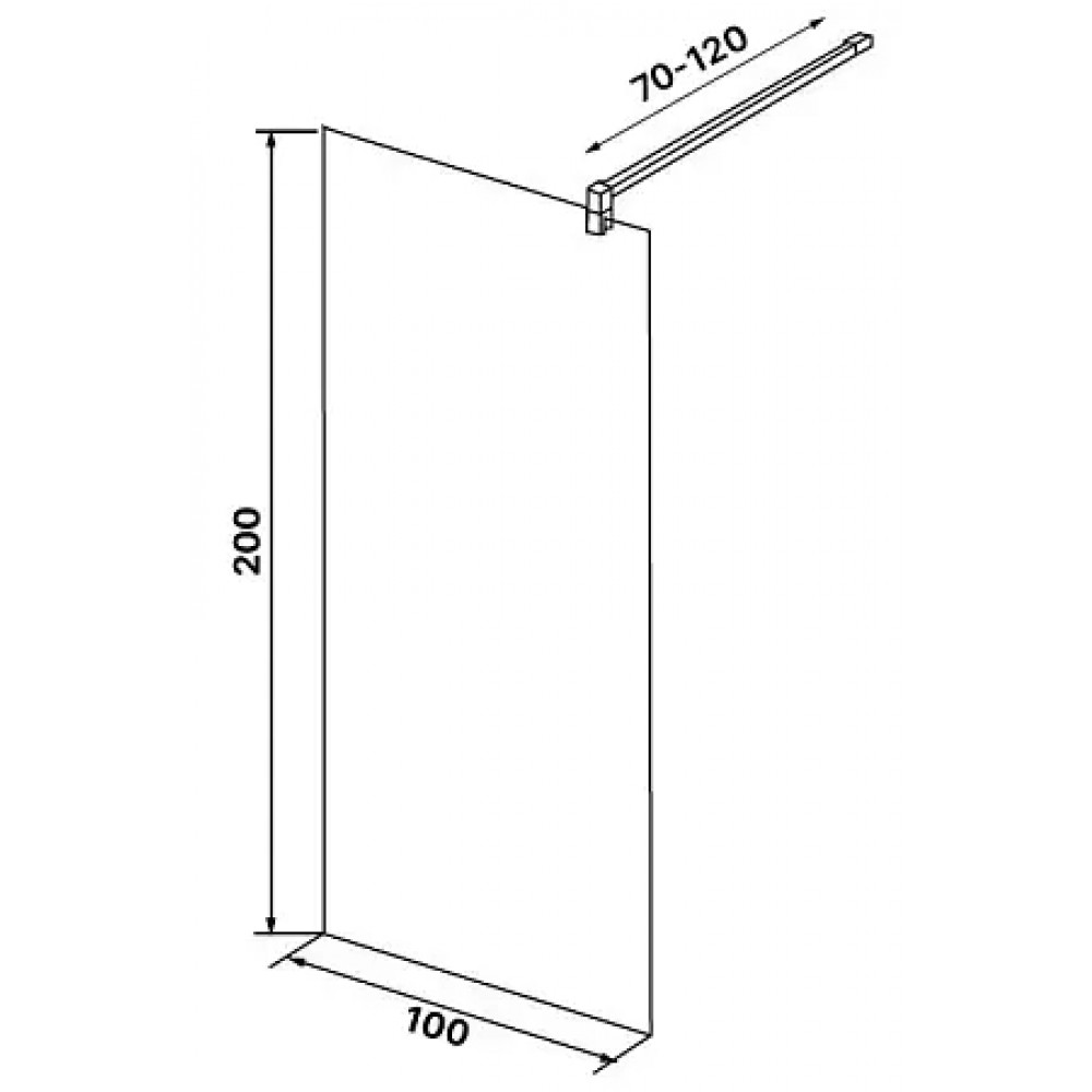 Душевая перегородка Walk-in, стекло лофт клетка CS-W02B-100 100x200, 8  мм, профиль черный матовый