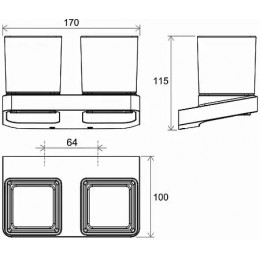 Держатель с двумя стаканами (стекло) TD 220.20 черный