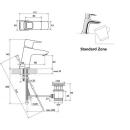 Смеситель для умывальника с донным клапаном 140 мм TD 011.00