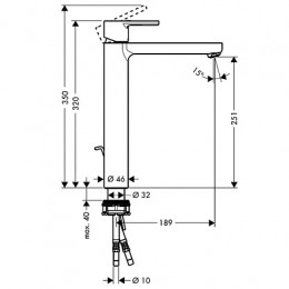 31023000 Metris S Смеситель для раковины Highriser, однорычажный, без сливного набора, хром