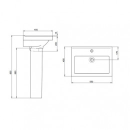 Умывальник Визит-55 с переливом белый