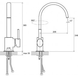 Смеситель для умывальника без донного клапана высокий с поворотным изливом FM 016.00