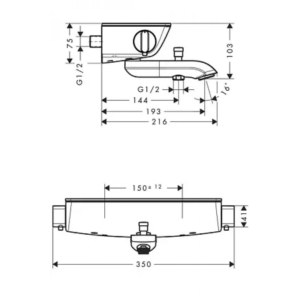 13141000 Ecostat Select Термостат для ванны Ecostat Select, ВМ, ½'