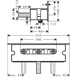 26456400 Fixfit Porter 300 держатель/полочка с шланговым подсоединением (пазы для крепления лейки с двух сторон)белый/хром