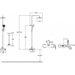 E26809-CP ALEO 2.0 Колонна для ванны/душа с однорычажным смесителем, круглым верхним и ручным душем, хром