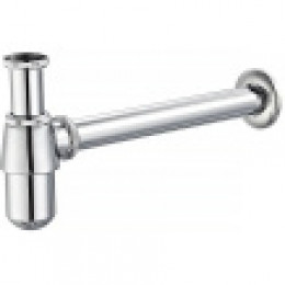 Сифон без выпуска для умывальника G 1 1/4 латунь, овал, ХРОМ, блистер. AZARIO, AZ-107-CHR