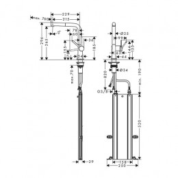 72809000 Talis M54 Кухонный смеситель однорычажный, 270, с вытяжным изливом, 1jet, sBox, хром