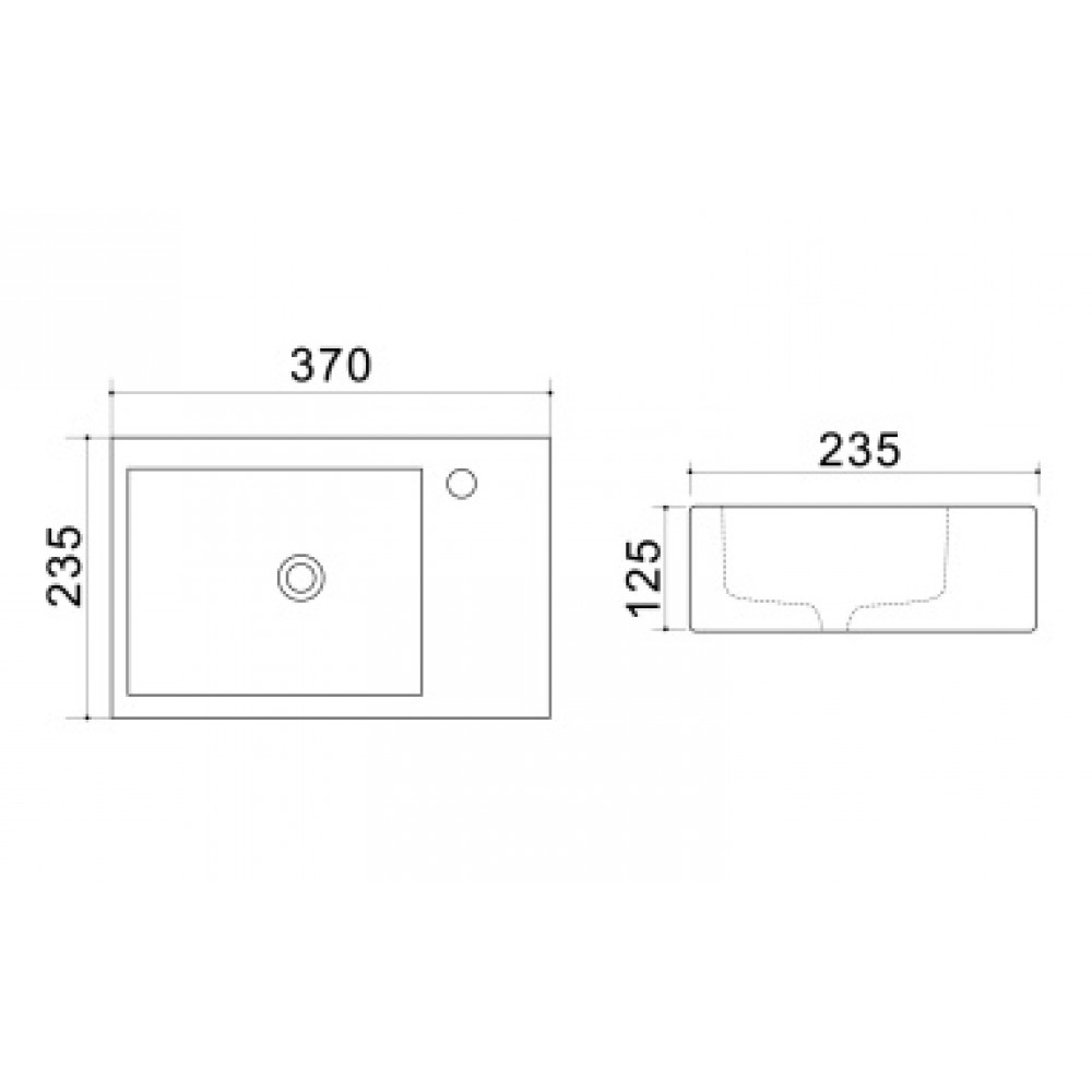 AZ-4331A Раковина левая 37*23,5*12,5 см