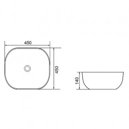 AZ-2269 Раковина накладная Размер:450*450*140 мм белый глянец