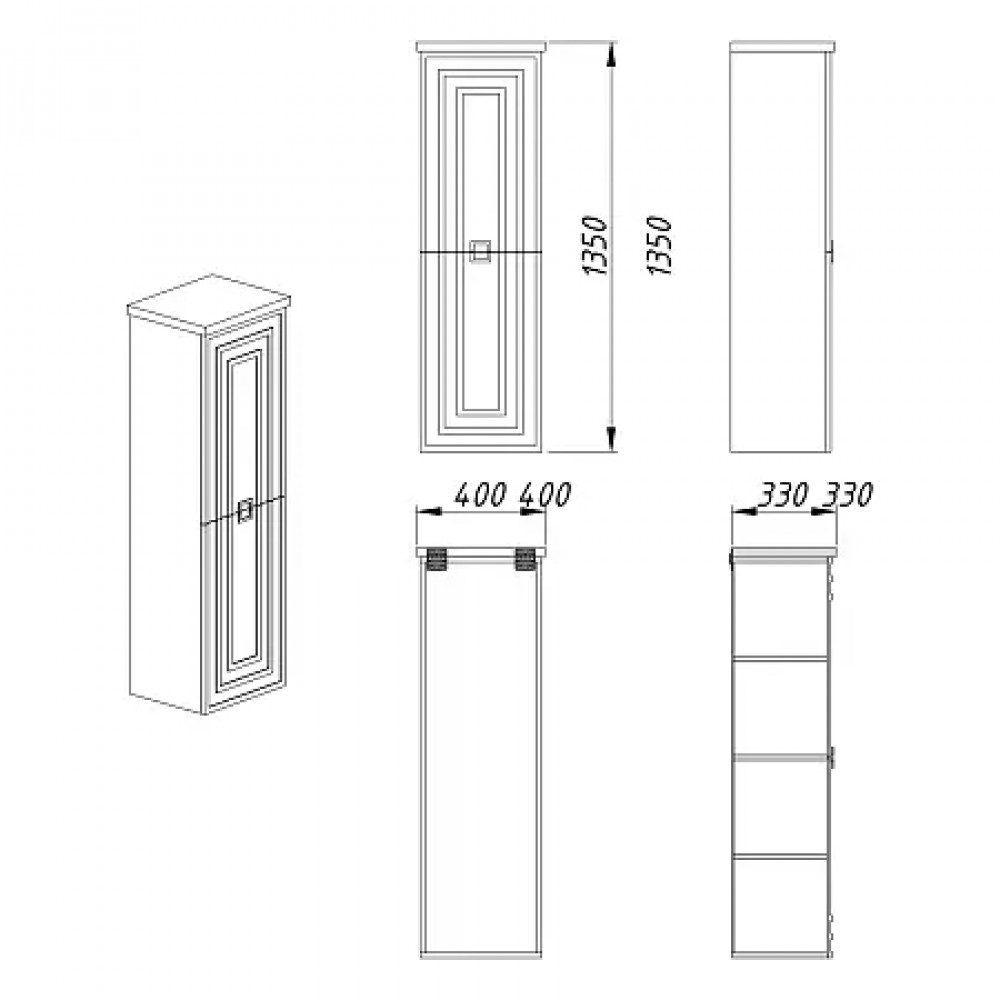 Пенал ARMARIO подвесной правый МАТОВЫЙ СЕРЫЙ (350*1390*440)