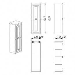 Пенал ARMARIO подвесной правый МАТОВЫЙ СЕРЫЙ (350*1390*440)